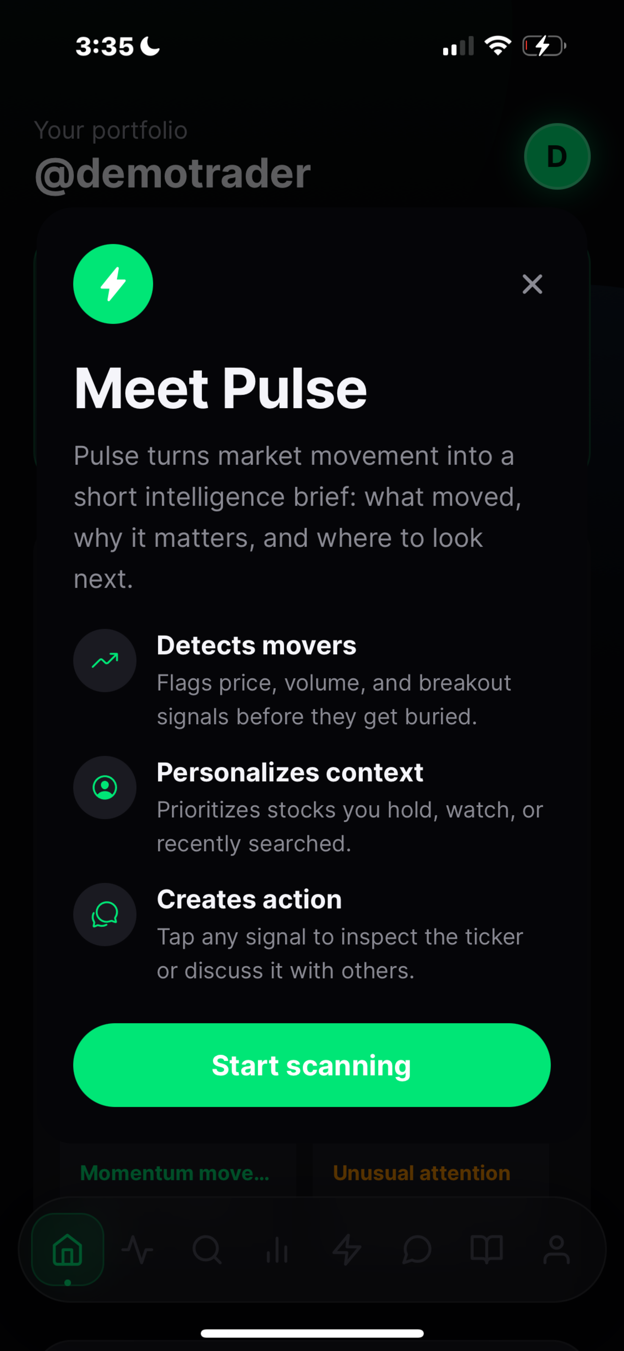 Finio Pulse explainer modal