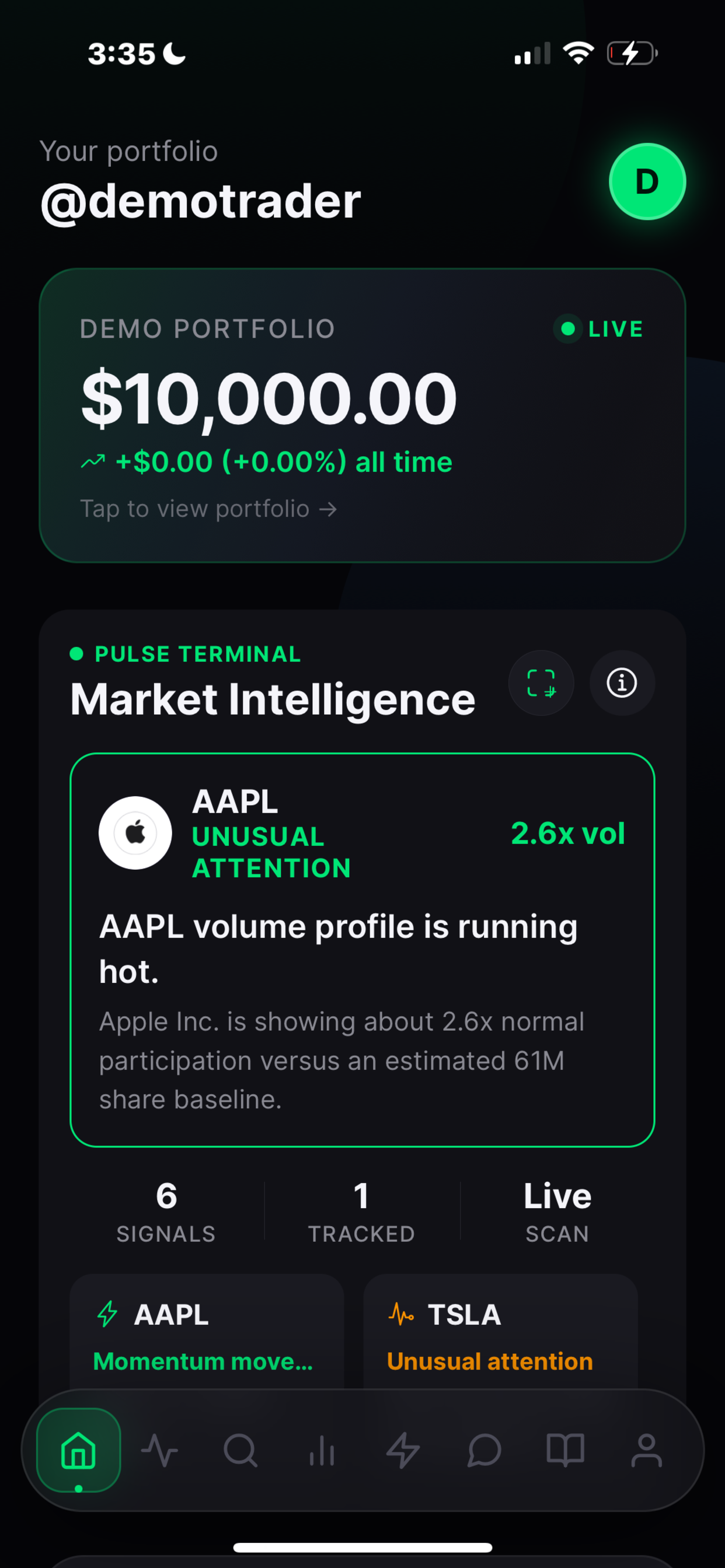 Finio Pulse terminal with market intelligence
